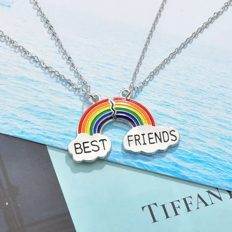 Best Friends Rainbow Splicing Pendant Necklace