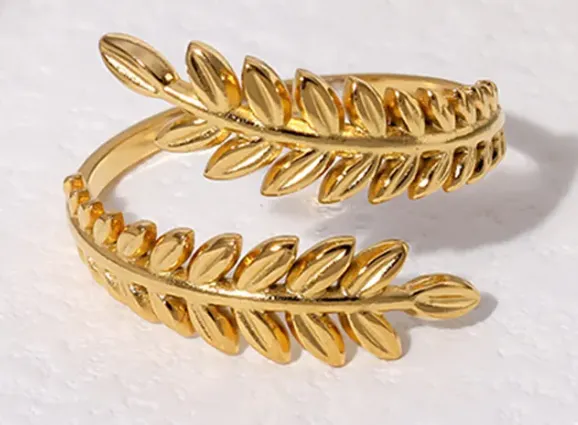 Golden Olive Branch Minimalist Ring