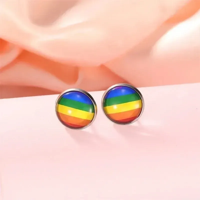 Round Rainbow Earrings LGBTQ